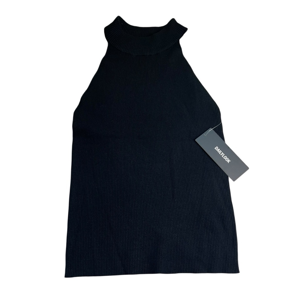 Daily Look Be Cool Los Angeles NEW Black M/L Sleeveless Rib Knit Sweater Basics